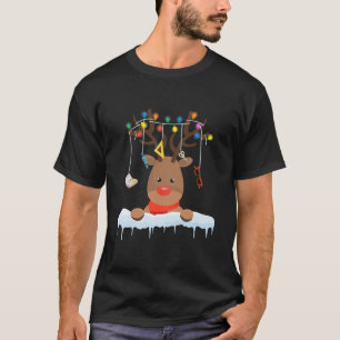 Kids Teacher Student Reindeer Crew Christmas Light T-Shirt