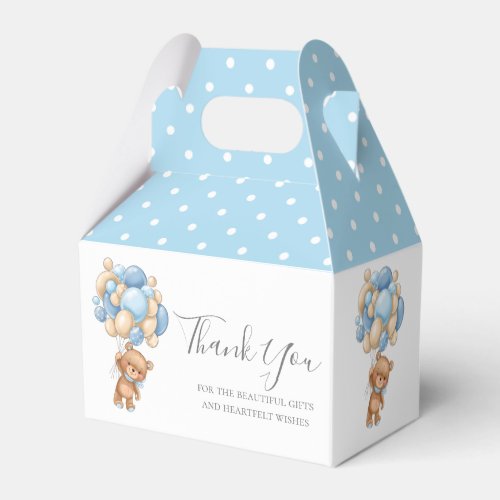 Kids Teddy Balloon Blue Favor Box