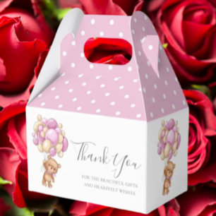 Kids Teddy Balloon Pink Favor Box
