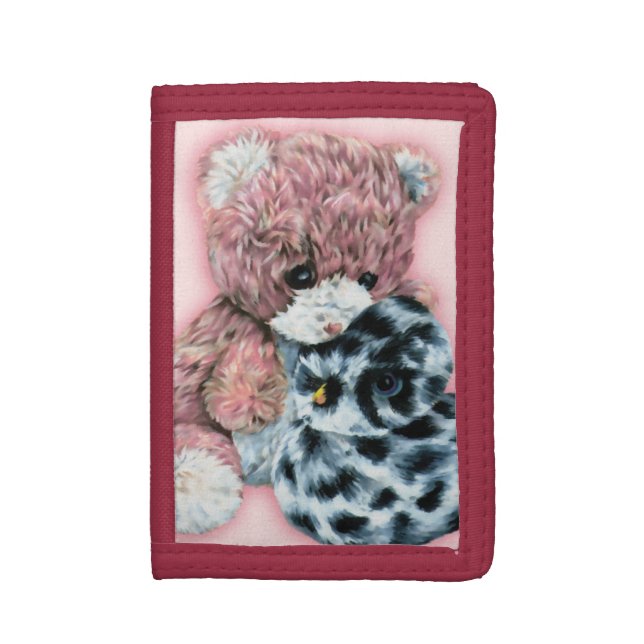 Kids Teddy bear and stuffed toy duck Tri-fold Wallet (Front Vertical)