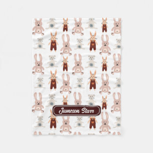 Kids' Teddy Bear Cat Panda Bunny Toy Pattern Fleece Blanket