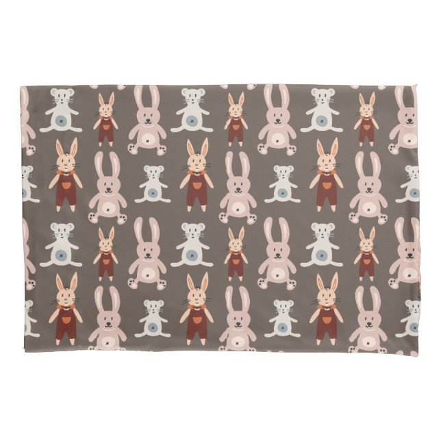 Kids' Teddy Bear Cat Panda Bunny Toy Pattern Pillow Case (Front)