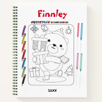 Kids Teddy Bear Christmas Coloring Sketchbook Notebook