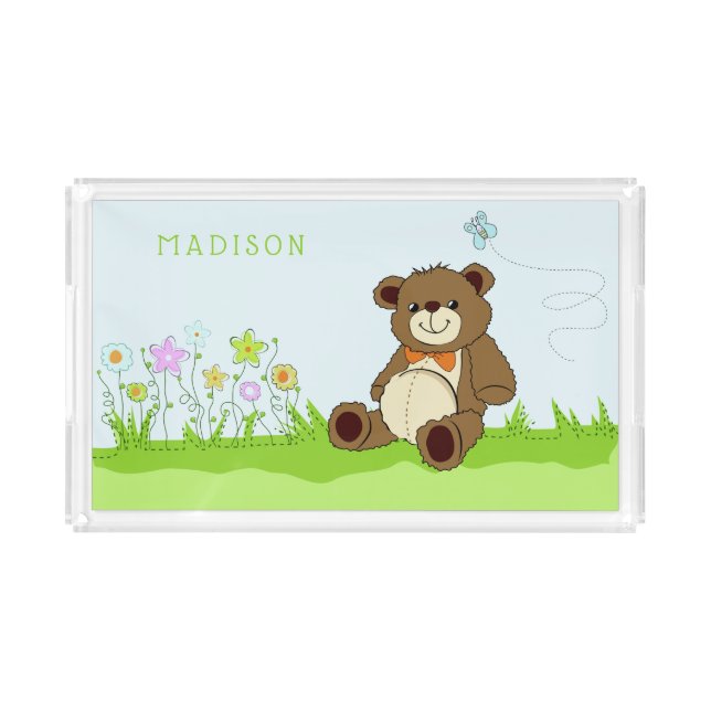 Kids’ Teddy Bear custom name trays (Front)