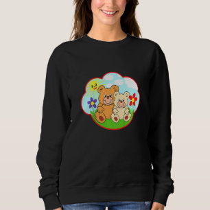 Kids Teddy Bear In Summer Sun Clouds Flowers 3 Sweatshirt