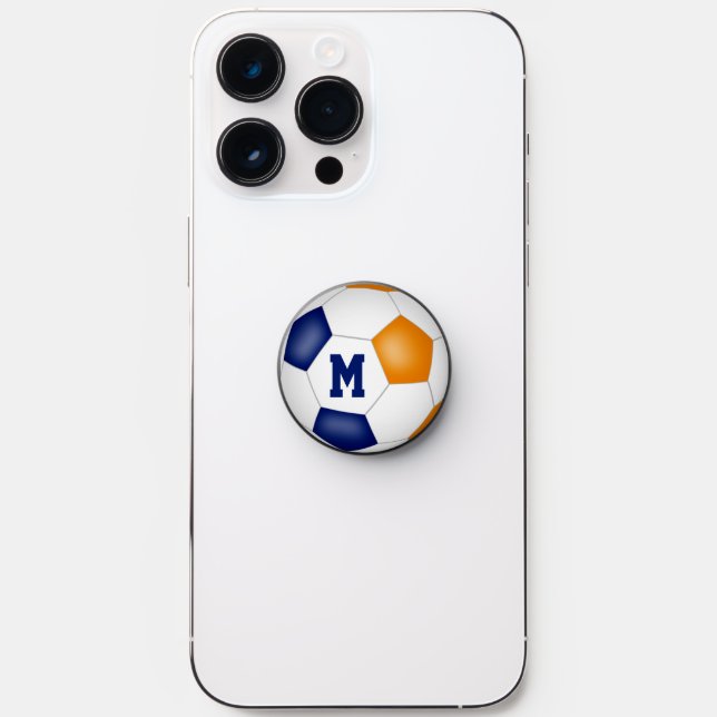 kids teens blue orange team colors soccer PopSocket (Front)