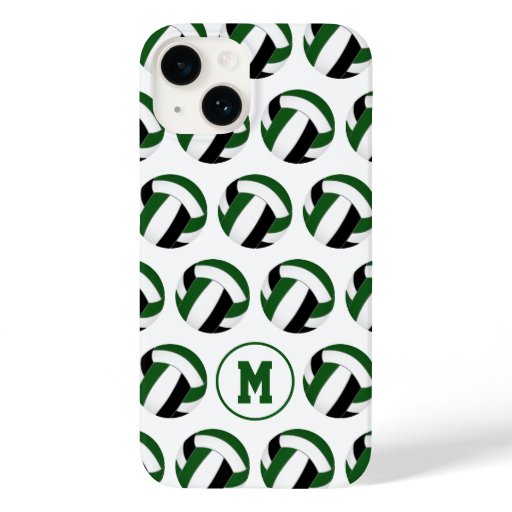 kids teens green black volleyballs pattern  Case-Mate iPhone 14 case
