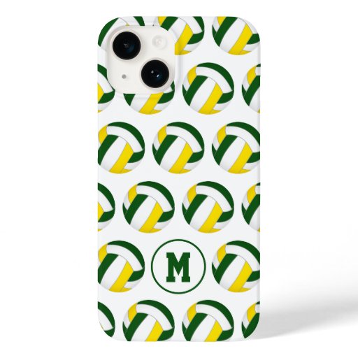 kids teens green gold volleyballs pattern  Case-Mate iPhone 14 case