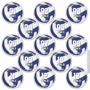 kids teens navy blue white 13 volleyball club sticker