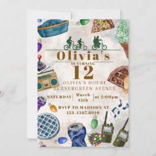 Kids Teens Retro 80s TV Show party  Invitation