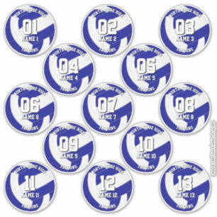 kids teens royal blue white 13 volleyball club sticker