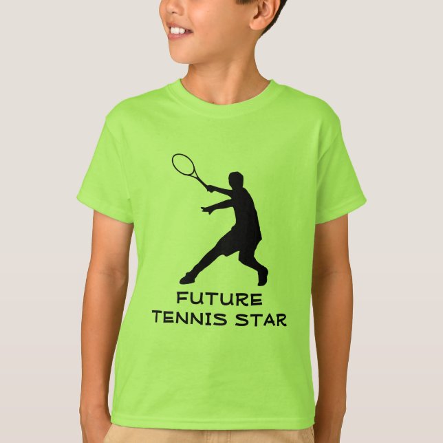 Kid's tennis gear | Green t-shirt with cute quote (Front)