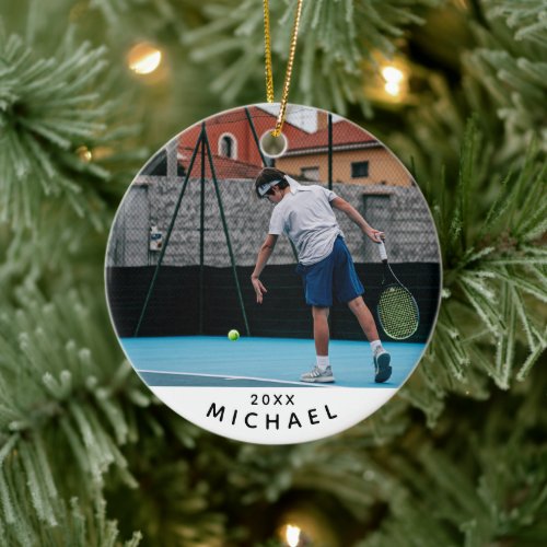 Kids Tennis Player Photo Picture Name  Year Sport Ceramic Ornament
