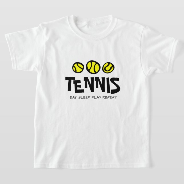 Kid's tennis t shirt. Eat Sleep Play Repeat T-Shirt (Laydown)