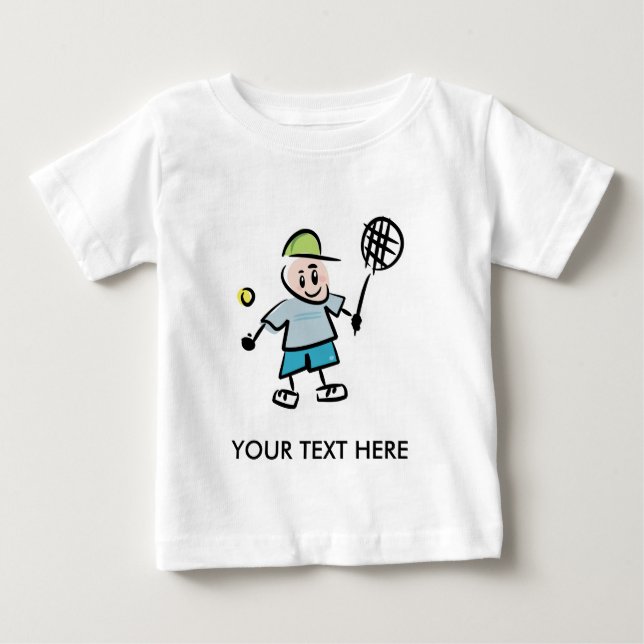 Kids Tennis Tee Shirt with cartoon tennis player (Front)