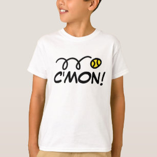 Kids tennis tee shirt with funny slogan C'mon!