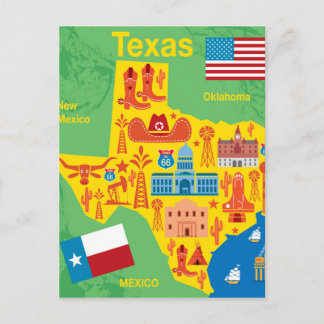 Kids Texas Map Postcard