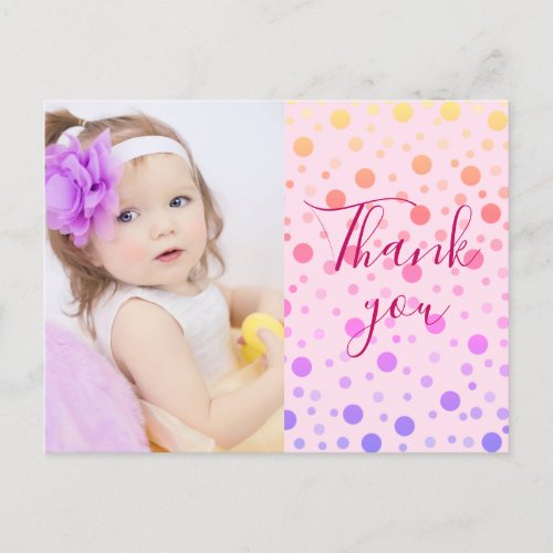 Kids Thank you Cute Colorful Confetti Postcard