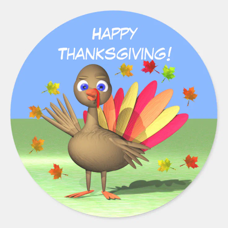 Kids Thanksgiving Baby Turkey Classic Round Sticker | Zazzle