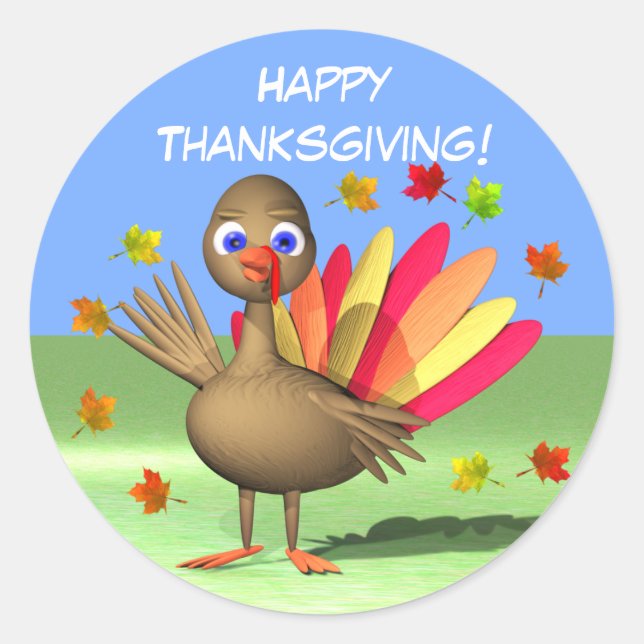 Kids Thanksgiving Baby Turkey Classic Round Sticker (Front)