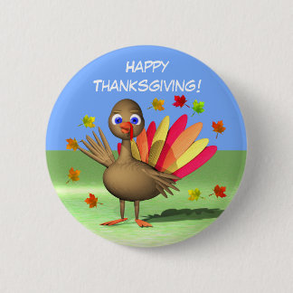 Kids Thanksgiving Baby Turkey Pinback Button