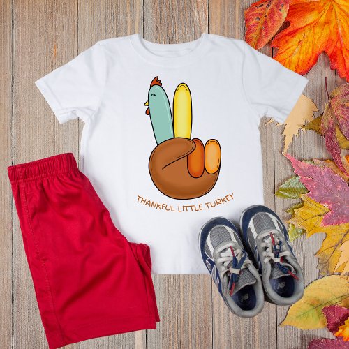 Kids Thanksgiving Turkey Thankful Peace Sign Baby T_Shirt