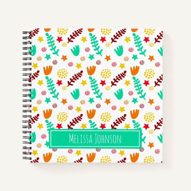 Kids Themed Tropical Botanical Colorful Pattern  Notebook (Front)
