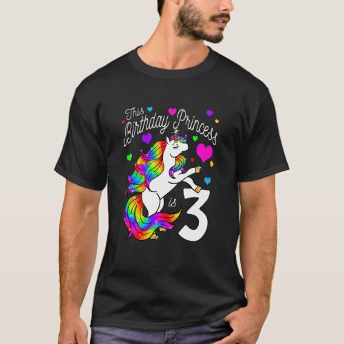 Kids This Birthday Princess Is 3 3rd Party Girl Un T_Shirt