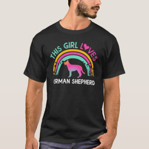 Kids This Girl Loves German Shepherd Cute Rainbow T-Shirt