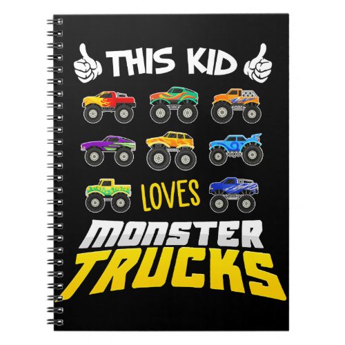 Kids This Kid Loves Monster Trucks Boys And Girls Notebook
