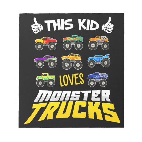 Kids This Kid Loves Monster Trucks Boys And Girls Notepad