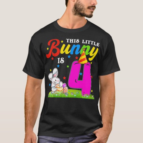 Kids This Little Bunny Is 4 Year Old Rabbit 4th Ea T_Shirt