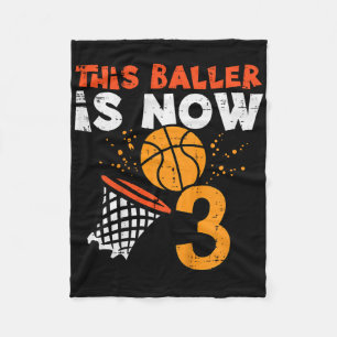 Kids This Ller Is Now 3 Sketll 3rd Birthday Bday B Fleece Blanket