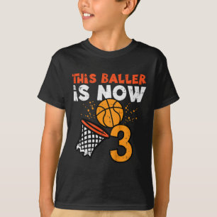 Kids This Ller Is Now 3 Sketll 3rd Birthday Bday B T-Shirt