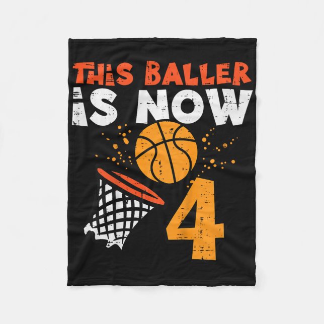 Kids This Ller Is Now 4 Sketll 4th Birthday Bday B Fleece Blanket (Front)