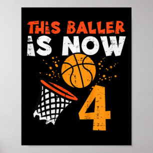 Kids This Ller Is Now 4 Sketll 4th Birthday Bday B Poster