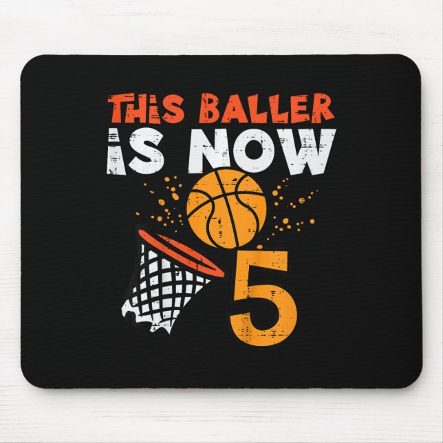 Kids This Ller Is Now 5 Sketll 5th Birthday Bday B Mouse Pad (Front)