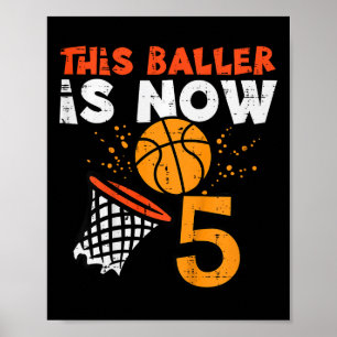 Kids This Ller Is Now 5 Sketll 5th Birthday Bday B Poster