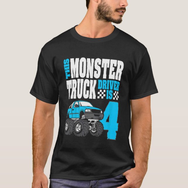 Kids This Monster Truck Driver Is 4 Birthday top F (Front)