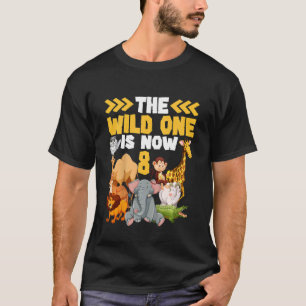 Kids This Wild One Is Now 8 Zoo  Safari 8th Birthd T-Shirt