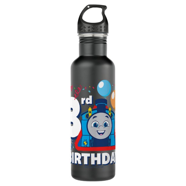 Kids Thomas & Friends - Happy 3rd Birthday Premium Stainless Steel Water Bottle (Front)