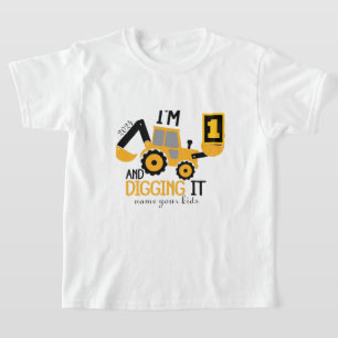 Kids Three 3yr 3rd Birthday Construction Boy 3 Yea T-Shirt