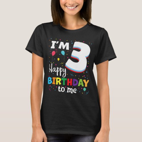 Kids Three 3yr 3th Birthday Happy Birthday Boys Gi T_Shirt