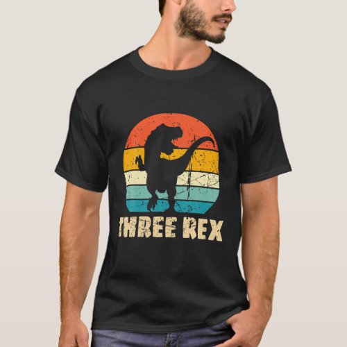 Kids Three Rex 3Rd Birthday Boys Third Dinosaur 3 T_Shirt