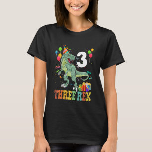 Kids Three Rex 3rd Birthday Gifts T Rex Dinosaur 3 T-Shirt