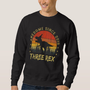 Kids Three Rex 3rd Birthday Rex 2019 Third Dinosau Sweatshirt
