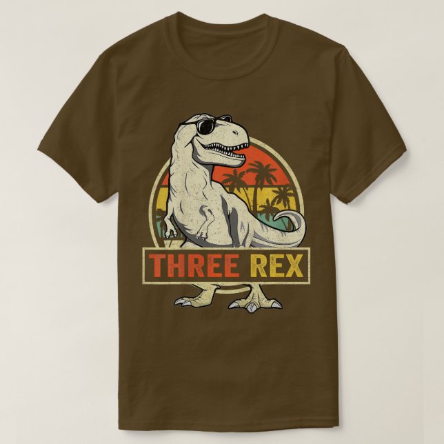 Kids Three Rex 3rd Birthday Shirt Third Dinosaur 3 (Design Front)