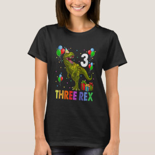 Kids Three Rex 3rd Birthday Third Dinosaur 3 Yea T-Shirt