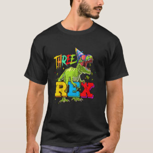 Kids Three Rex 3rd Birthday Third Dinosaur 3 Year T-Shirt