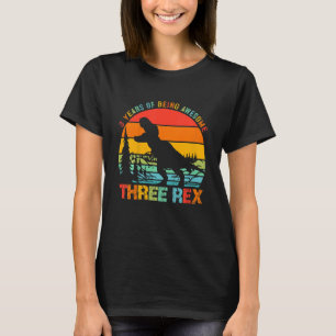 Kids Three Rex 3rd Birthday Third Dinosaur 3 Year T-Shirt